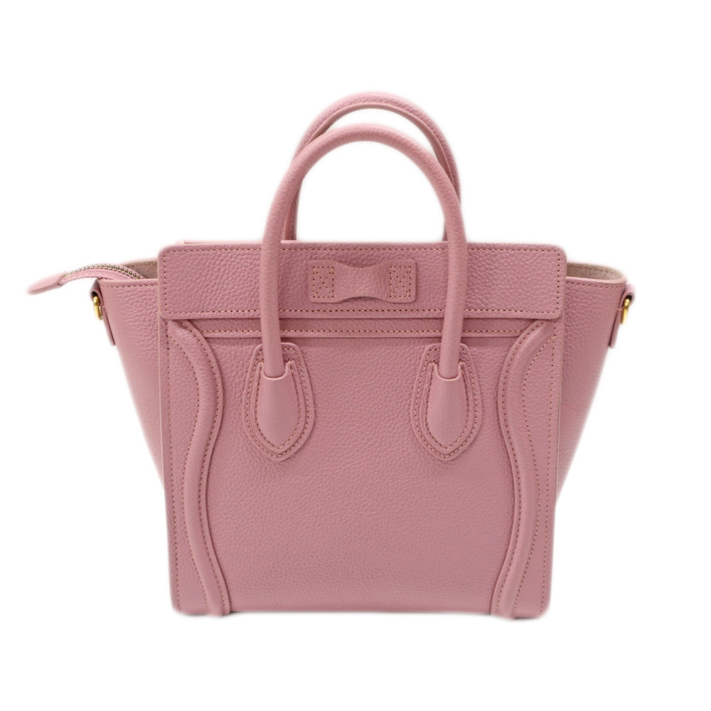 Celine Bag Nano 2Way Leather Luggage Pink